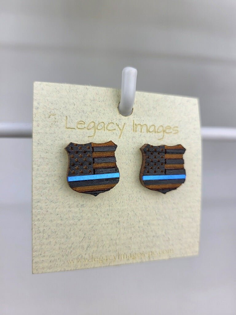 Thin Blue Line Stud Earring