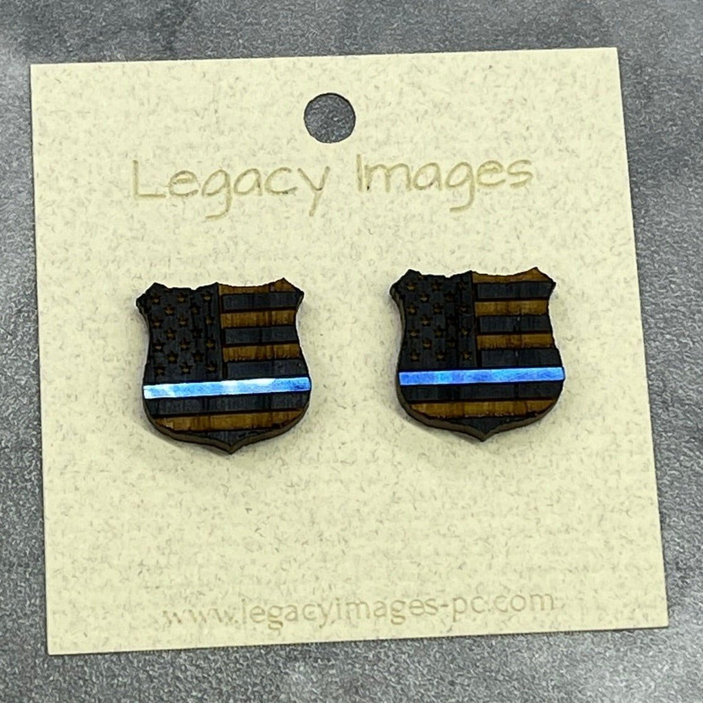 Thin Blue Line Stud Earring