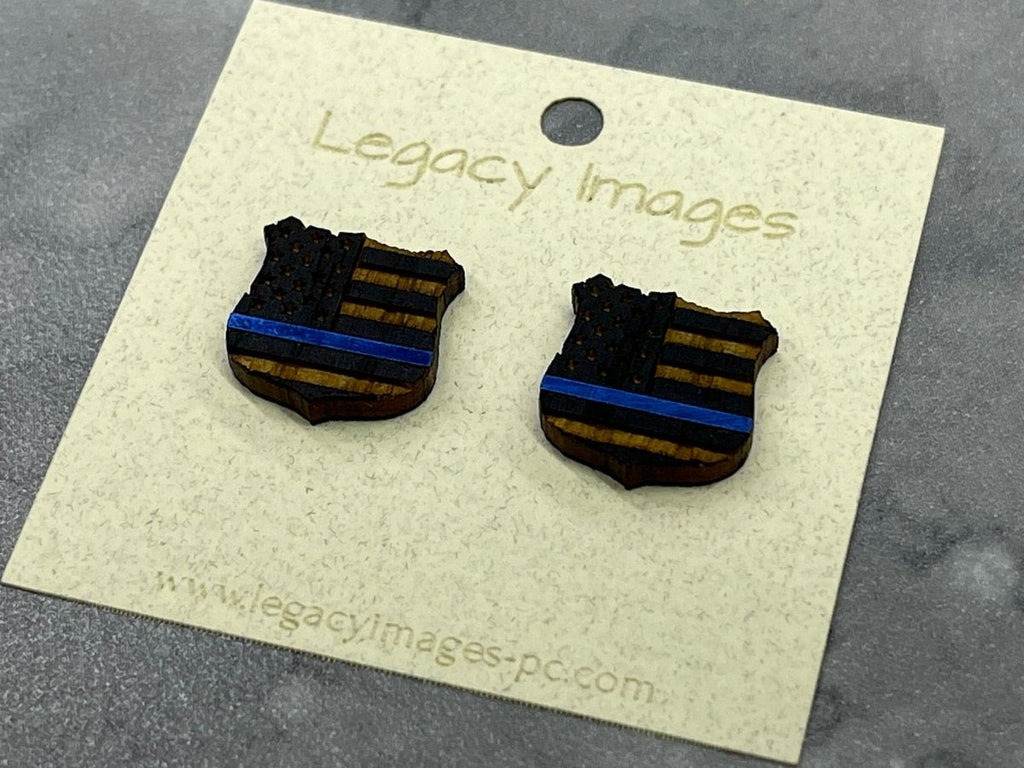 Thin Blue Line Stud Earring