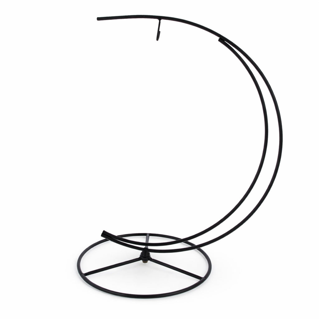 Double Curve Crescent Black Metal Photo Picture Frame and Ornament Display Stand 9.25 Inches