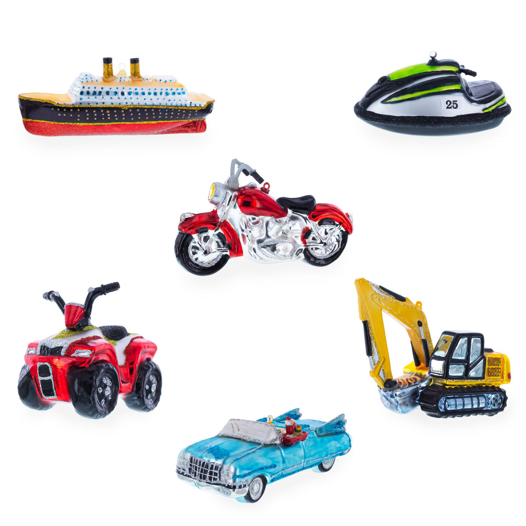Santa’s Delivery Service Motorcycle Glass Ornament