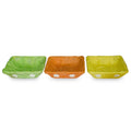 Set of 3 Green, Orange & Yellow Sisal Silk Trays 7 Inches