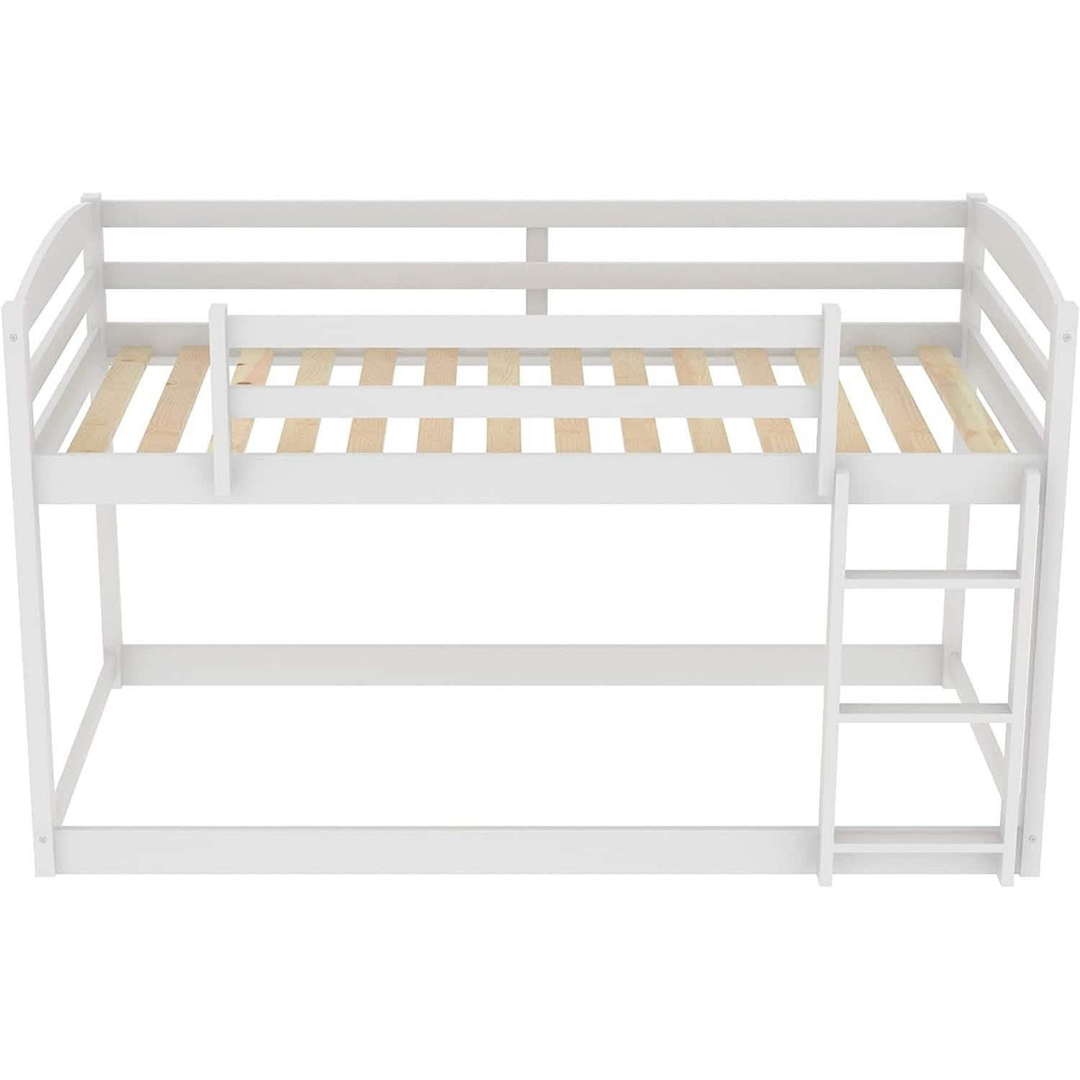 Twin Over Twin Floor Bunk Bed with Ladder