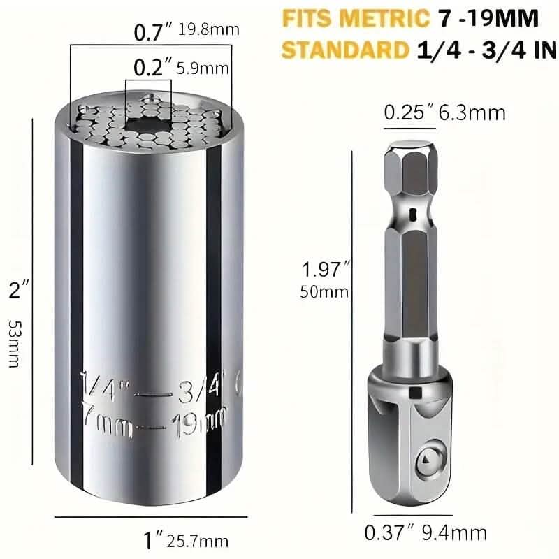 Universal Torque Wrench 7-19mm Hexagonal Multi-functional Universal Socket