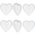 Set of 6 Clear Plastic Heart Ornaments DIY Craft 3 Inches