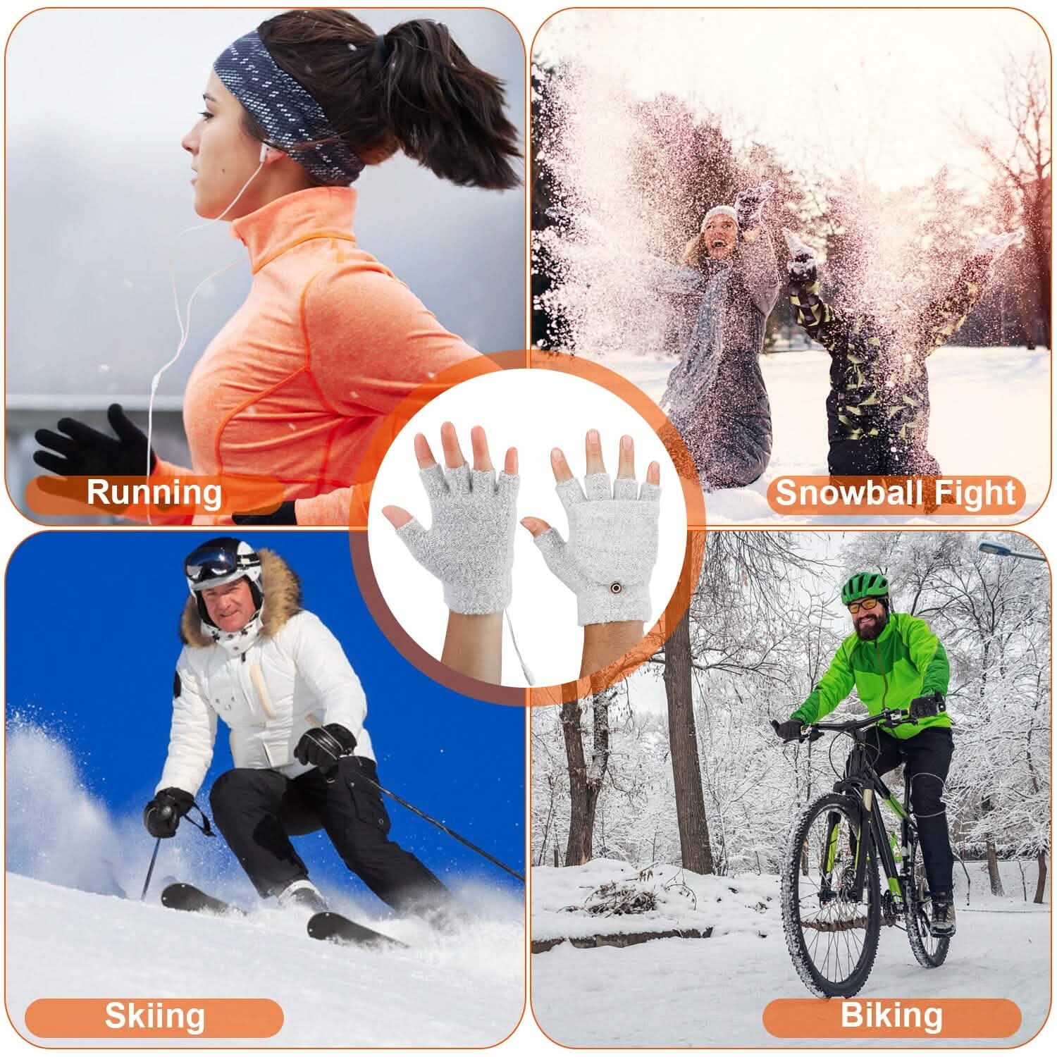 USB Wool Heated Gloves Mitten