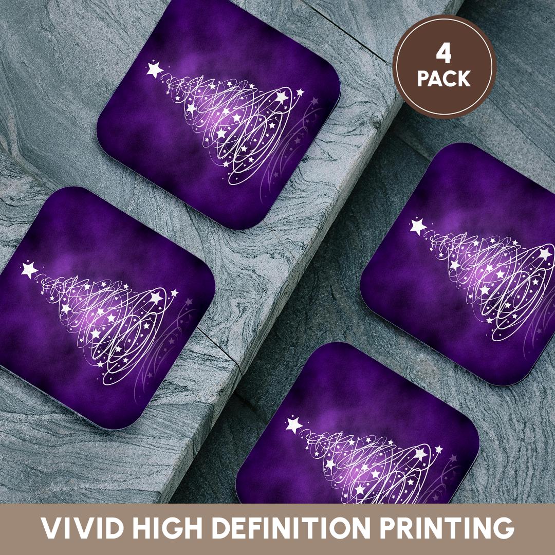 3dRose Rewards4life Gifts - Sparkling Christmas Tree on purple - Coasters (cst_128256)