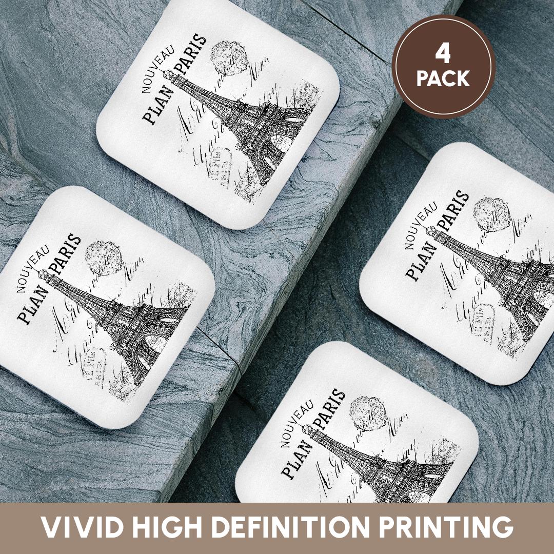 3dRose PS Vintage - Nouveau Paris vintage Eiffel tower - Coasters (cst_110389)