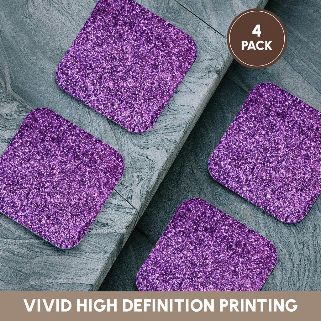 3dRose InspirationzStore Sparkles - Purple Faux Glitter - photo of glittery texture - fashionable girly trendy glam sparkly bling effect - Coasters (cst_112889)