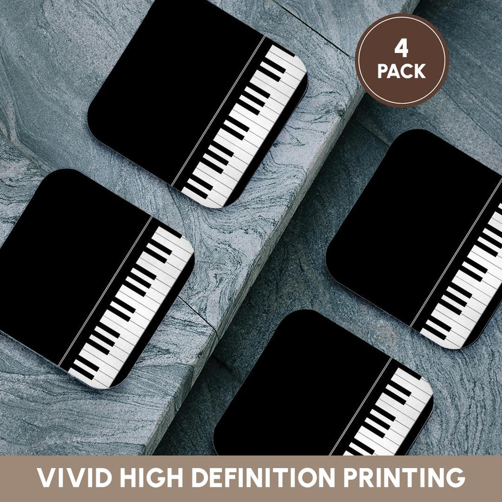 3dRose InspirationzStore Music Art Designs - Black piano edge - baby grand keyboard music design for pianist musical player and musician gifts - Coasters (cst_112947)
