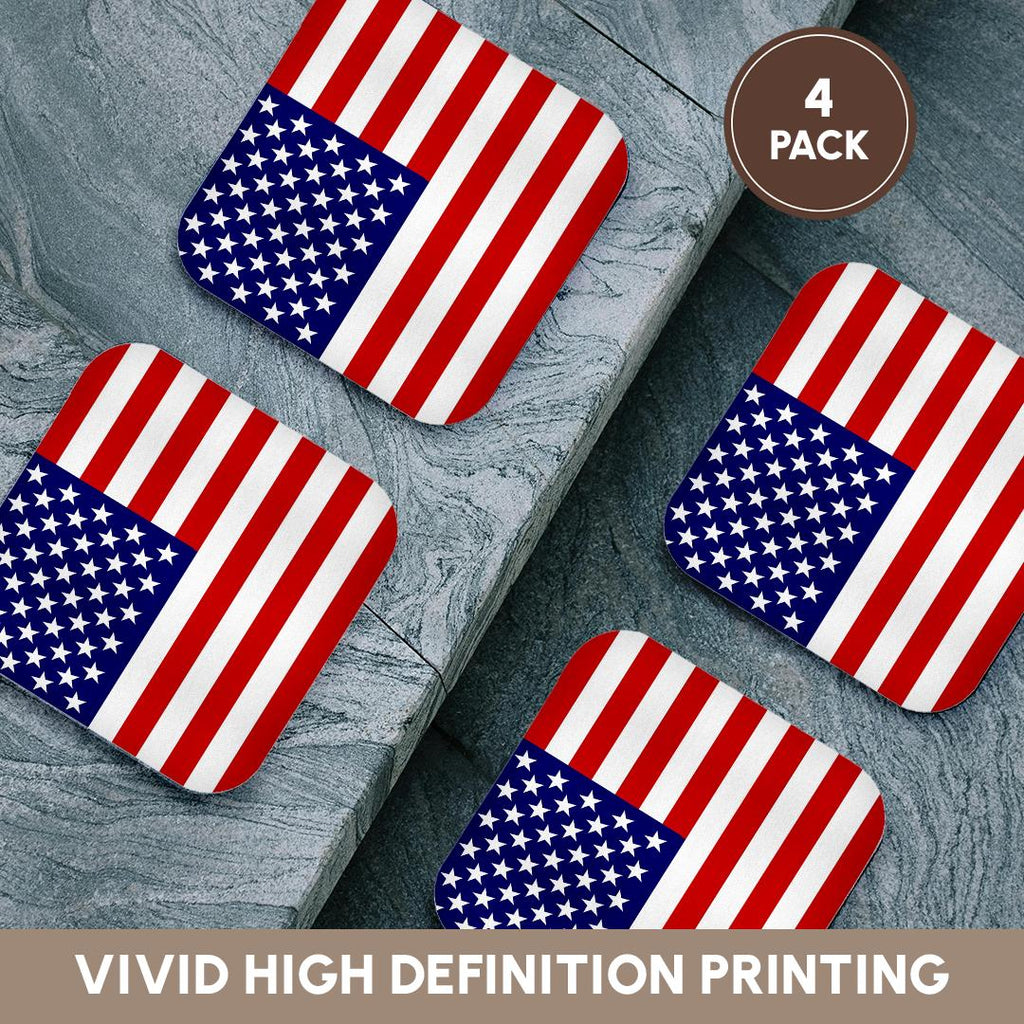 3dRose InspirationzStore Flags - American Flag - Patriotic USA stars and stripes red white and blue - 4th July America Patriot - Coasters (cst_112805)