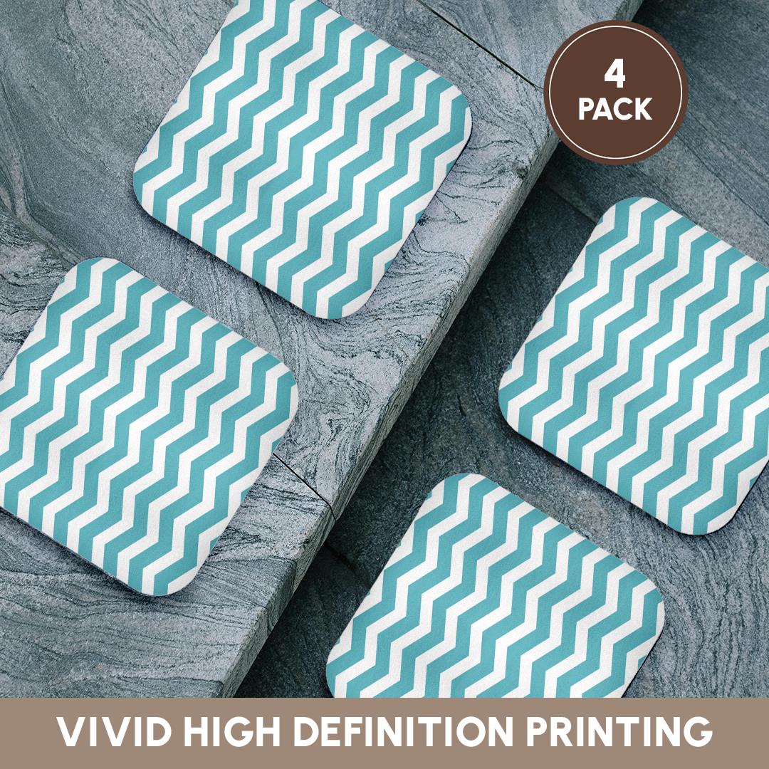 3dRose InspirationzStore Chevron Patterns - Teal and White Chevron Zig Zag Pattern - Trendy Modern Stylish Turquoise Aqua Blue Zigzag Stripe - Coasters (CST_120239)