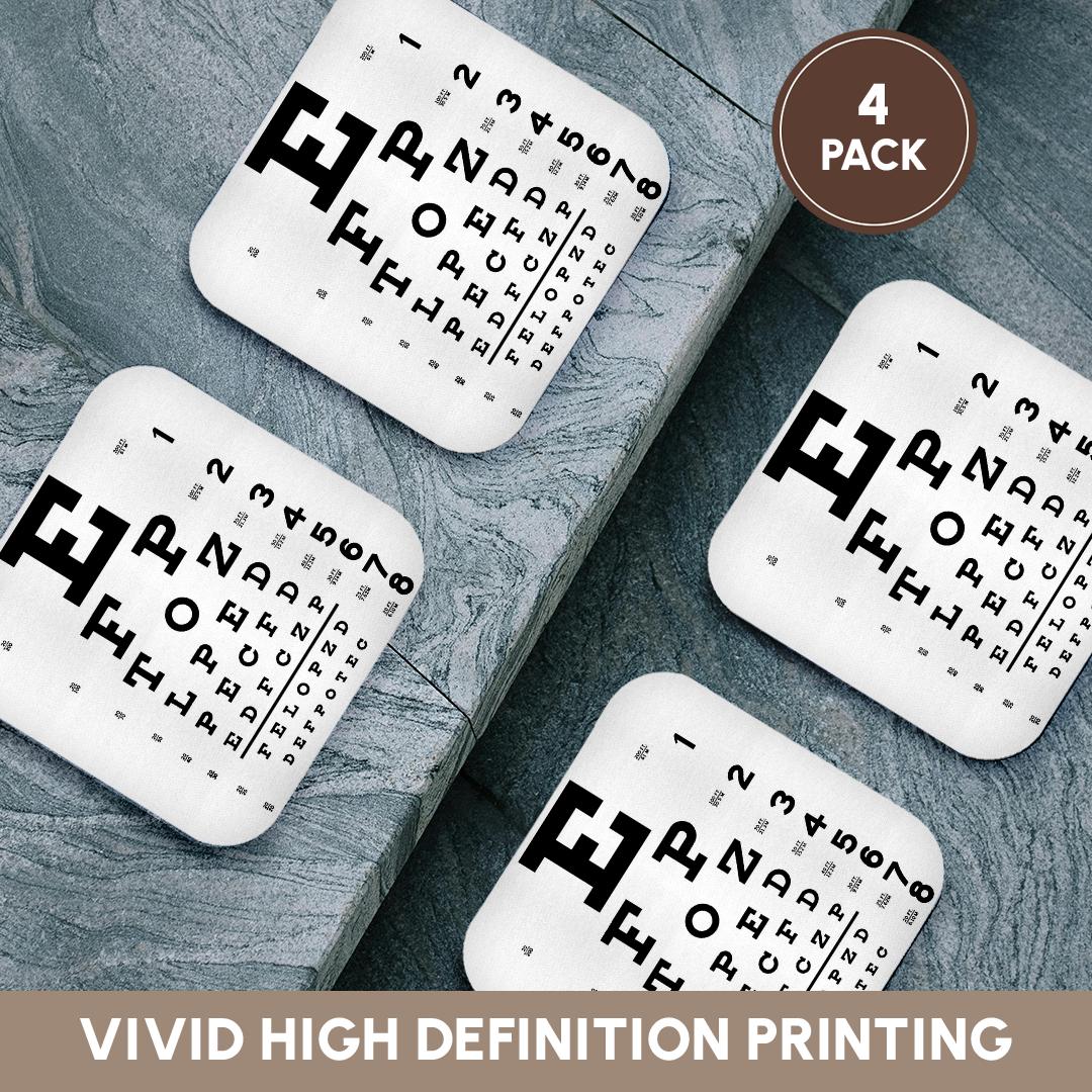 3dRose PS Vintage - Eye Chart Alphabet in Black - Coasters (CST_110446)