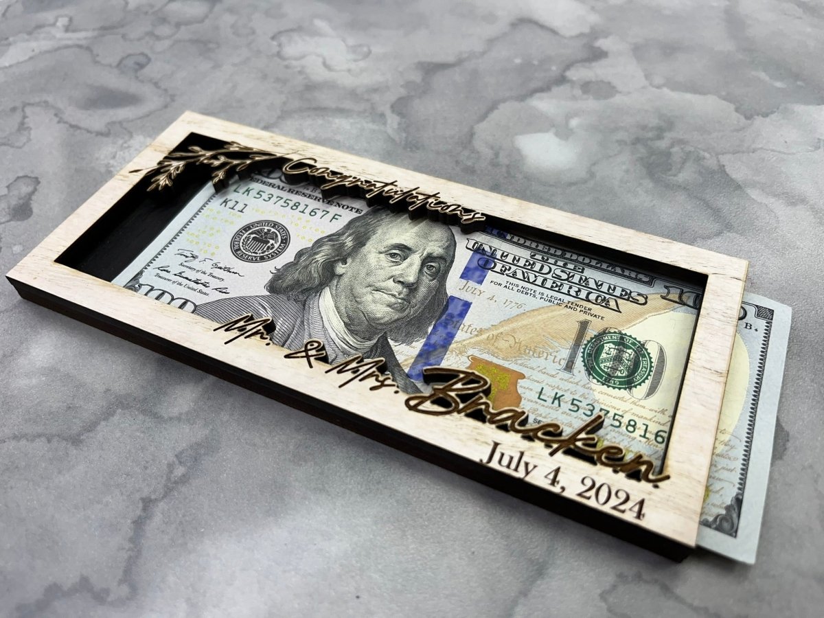 Wedding Money Holder Personalized with Last Name & Date