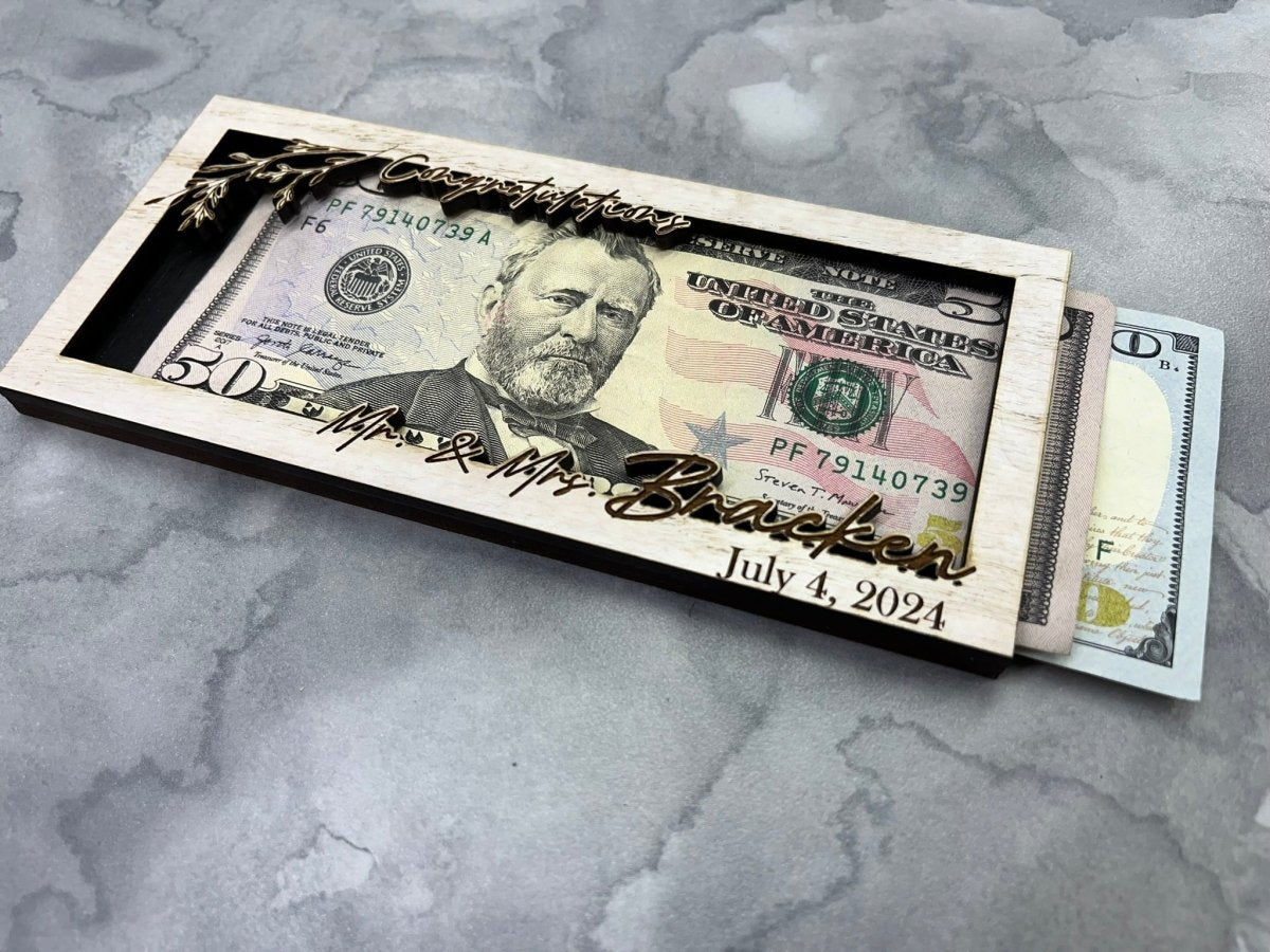 Wedding Money Holder Personalized with Last Name & Date