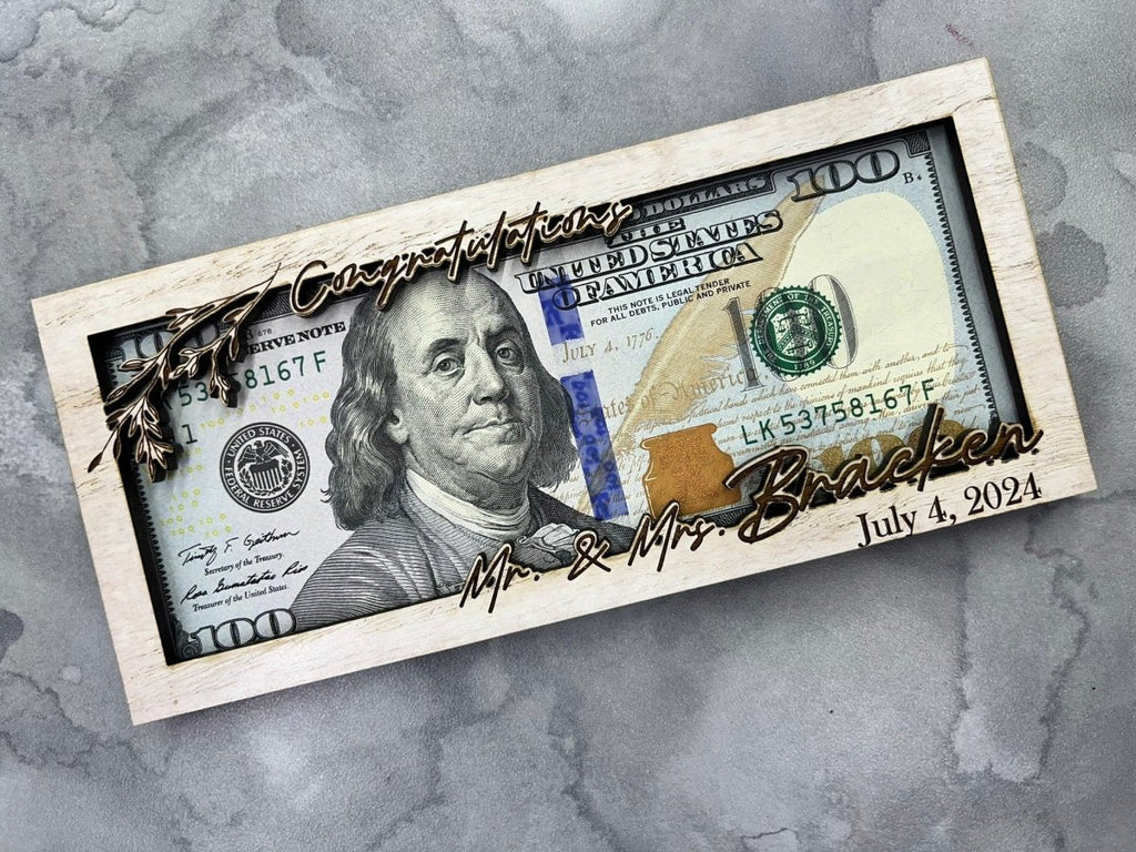 Wedding Money Holder Personalized with Last Name & Date