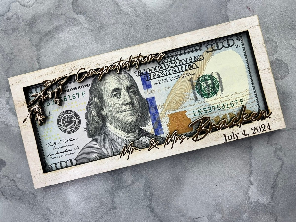 Wedding Money Holder Personalized with Last Name & Date