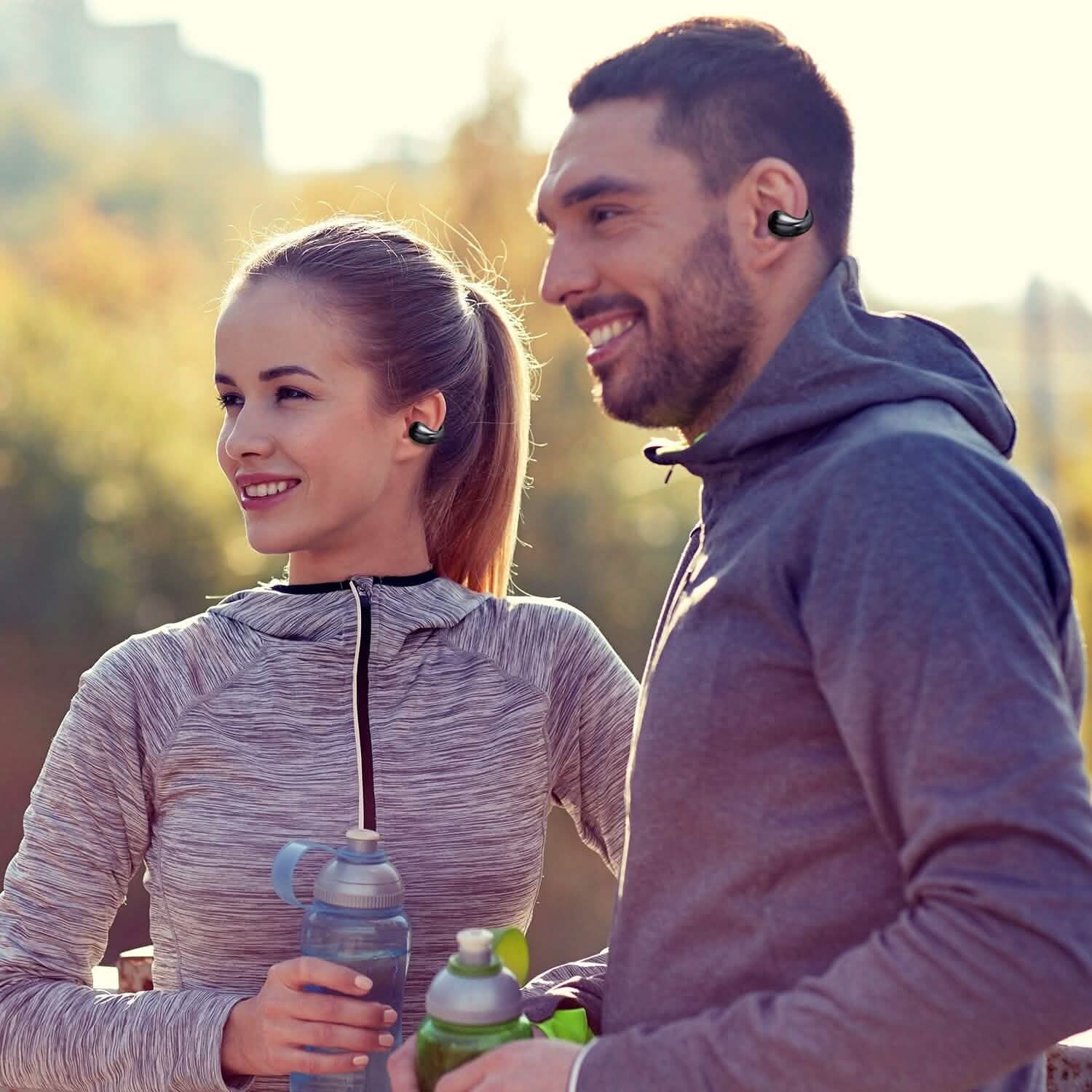 Wireless V5.3 Open Ear Clip Earbuds IPX3 Waterproof Ultra Open Earbuds with LED Display