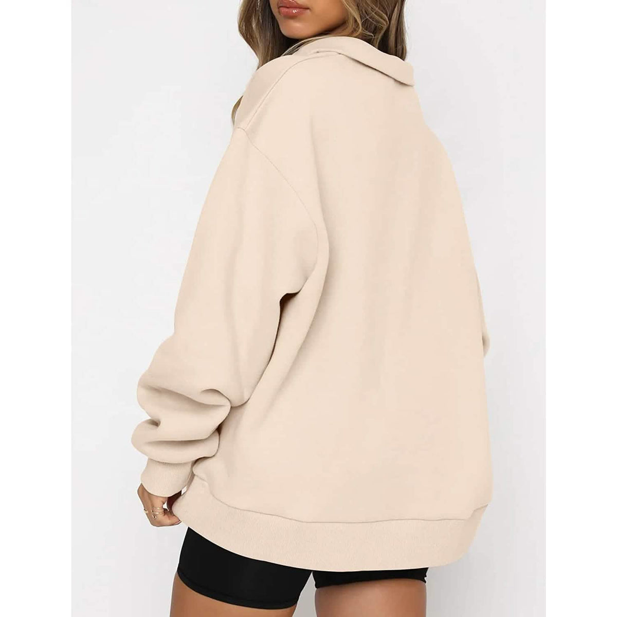 Womens Oversized Half Zip Pullover Long Sleeve Sweatshirt