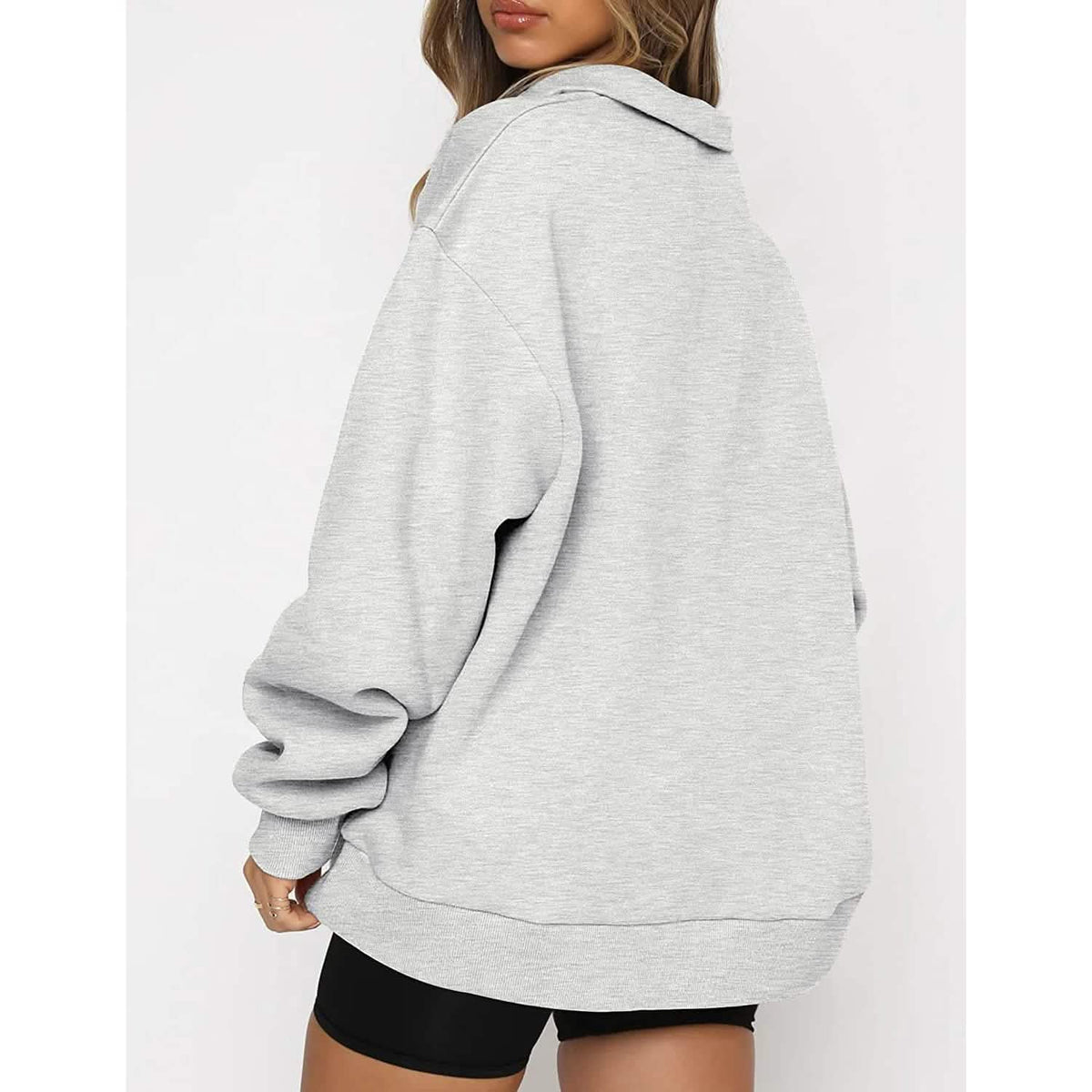 Womens Oversized Half Zip Pullover Long Sleeve Sweatshirt