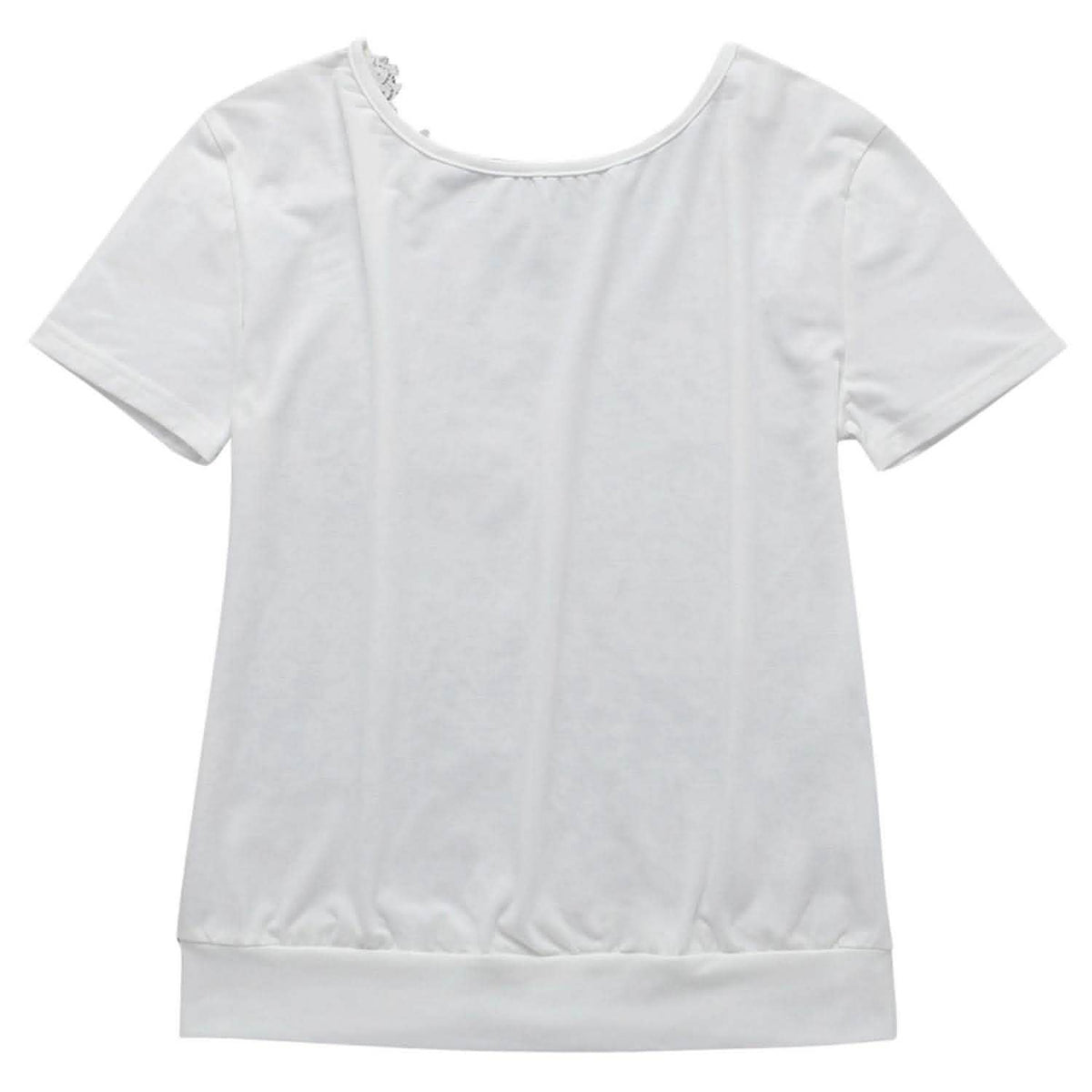 Women's Short Sleeve Back Lace Top Blouse