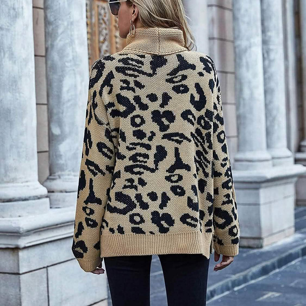 Women's Turtleneck Knitted Sweater Long Sleeves