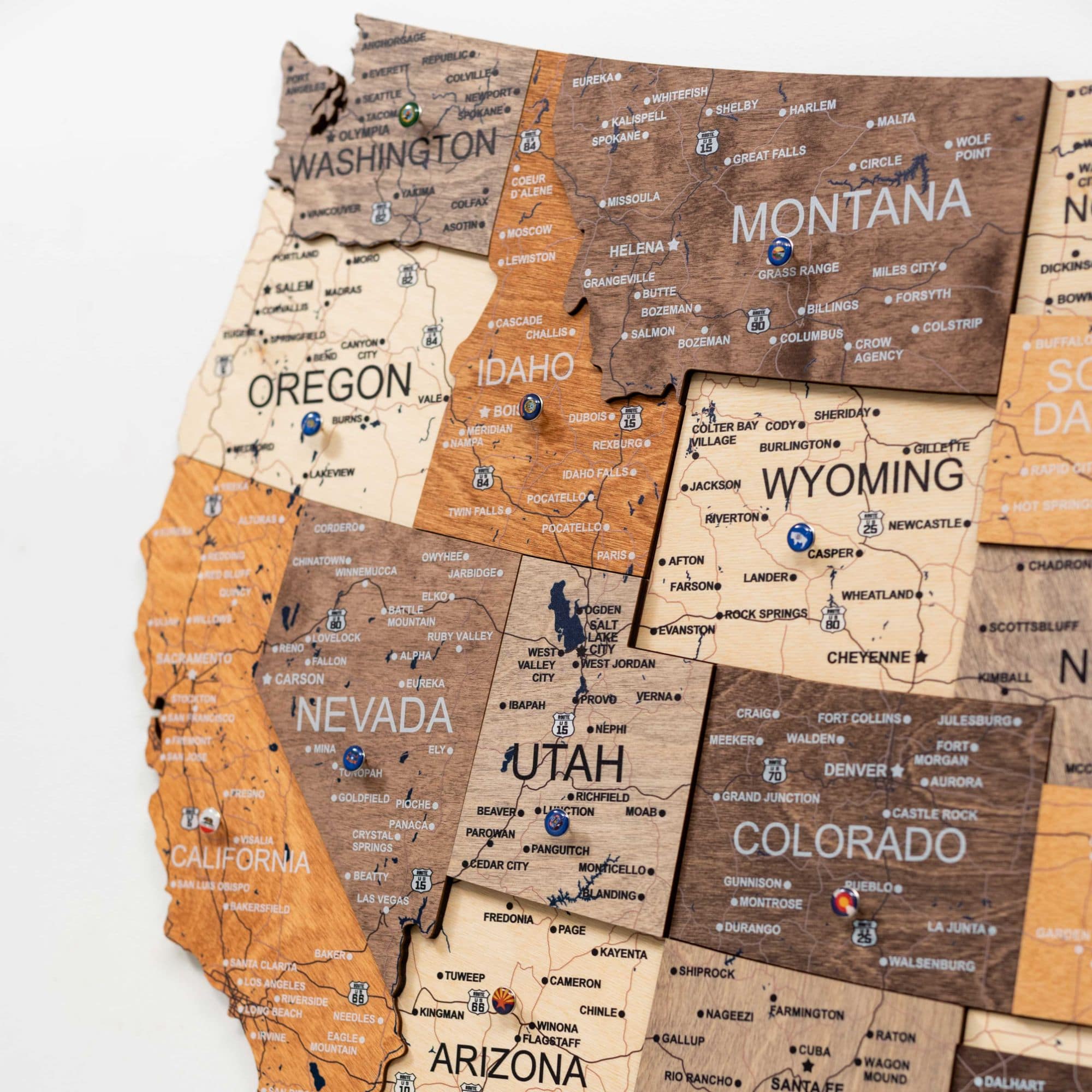 Wooden 3D Map of USA - Multicolor