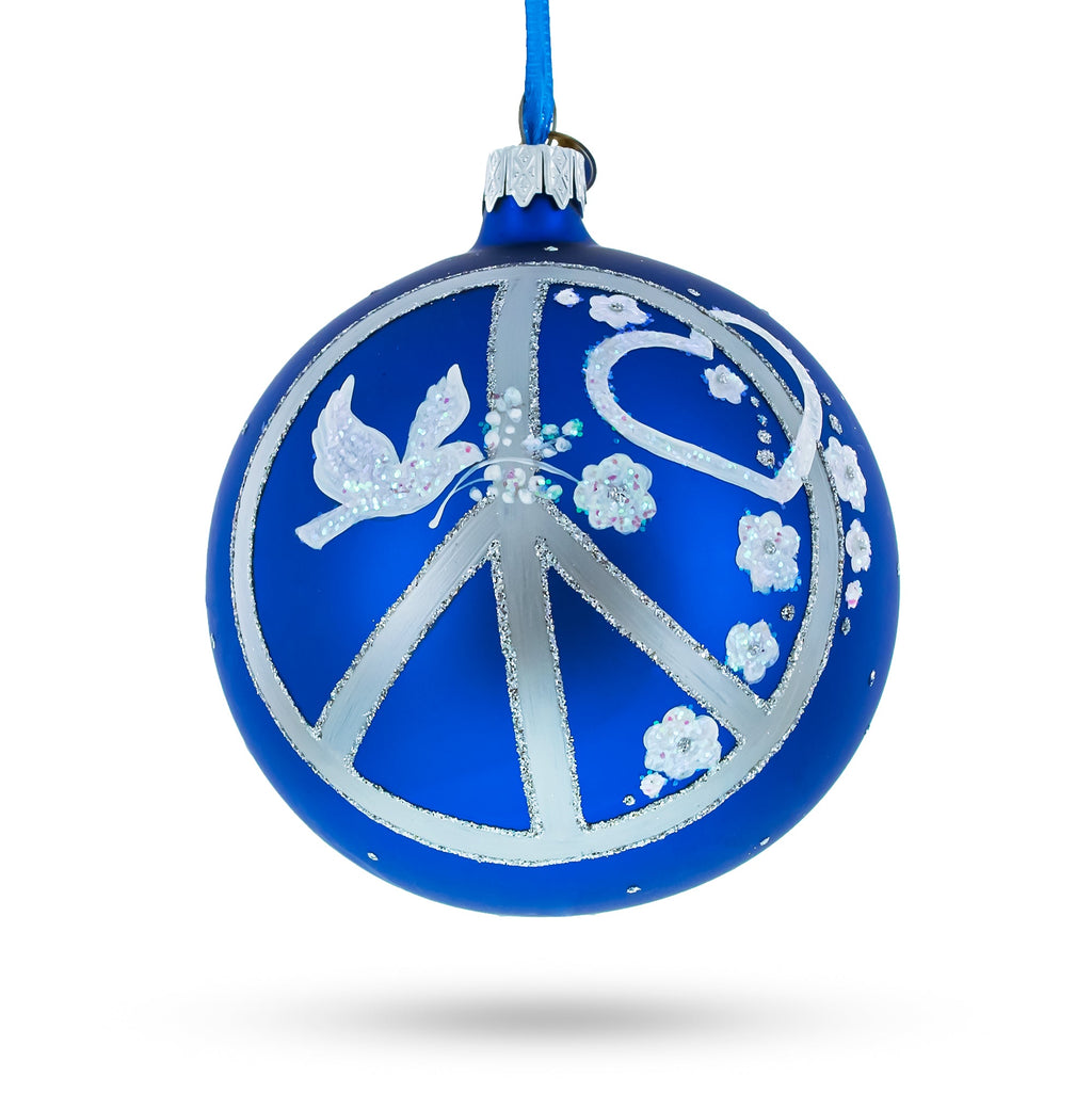 Pacifist Glass Ball Christmas Ornament 4 Inches