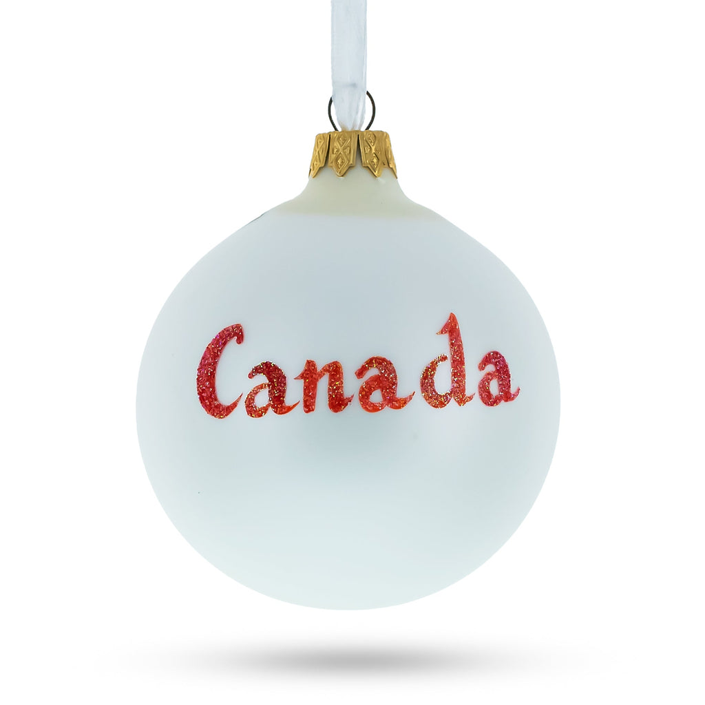 Canada Coat of Arms Glass Ball Christmas Ornament 3.25 Inches