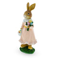 Easter Bunny Figurine with Flowers - Spring Rabbit Decor 8.7 Inches