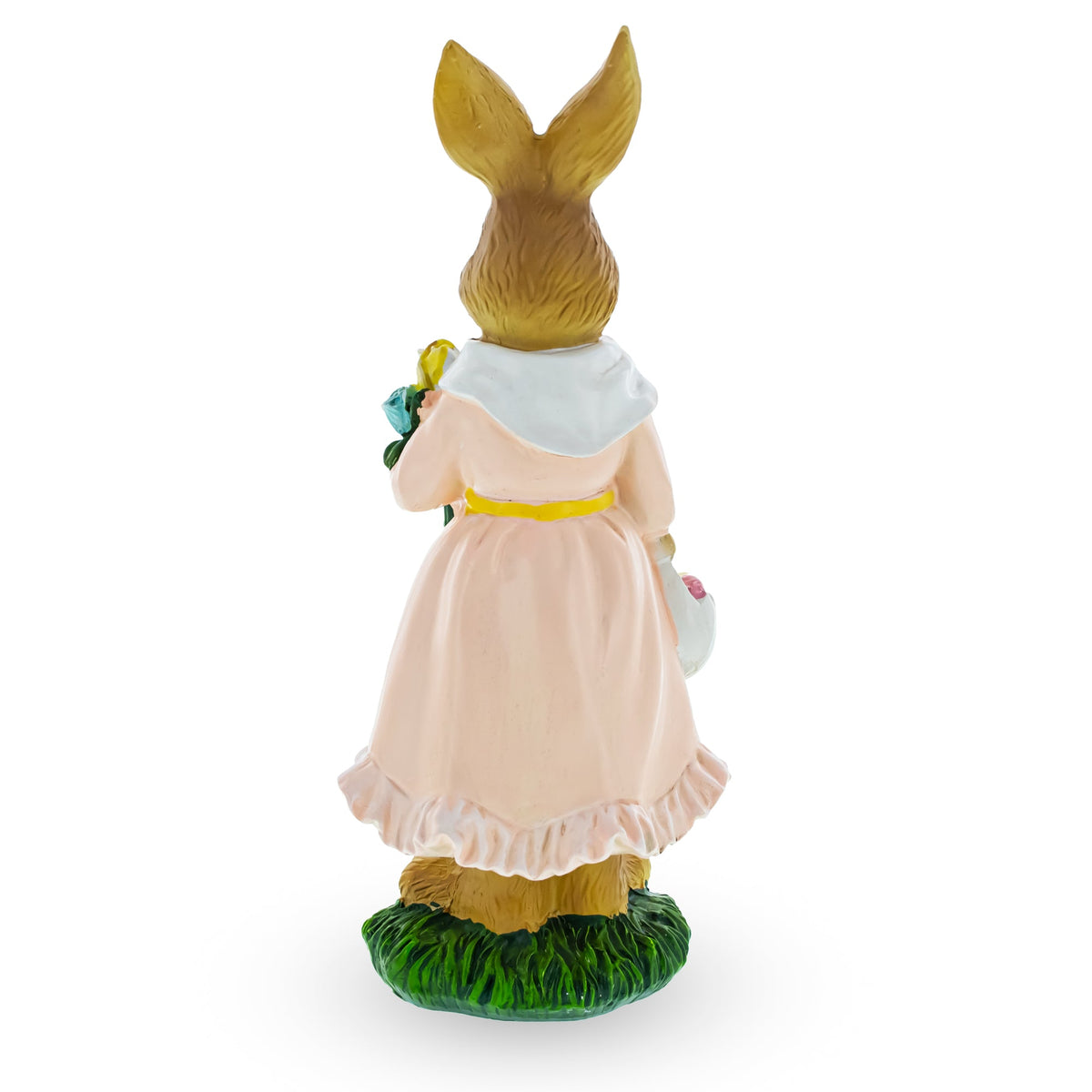 Easter Bunny Figurine with Flowers - Spring Rabbit Decor 8.7 Inches