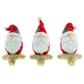 Set of 3 Santa Gnome Stocking Holders - Festive Christmas Mantel Hooks