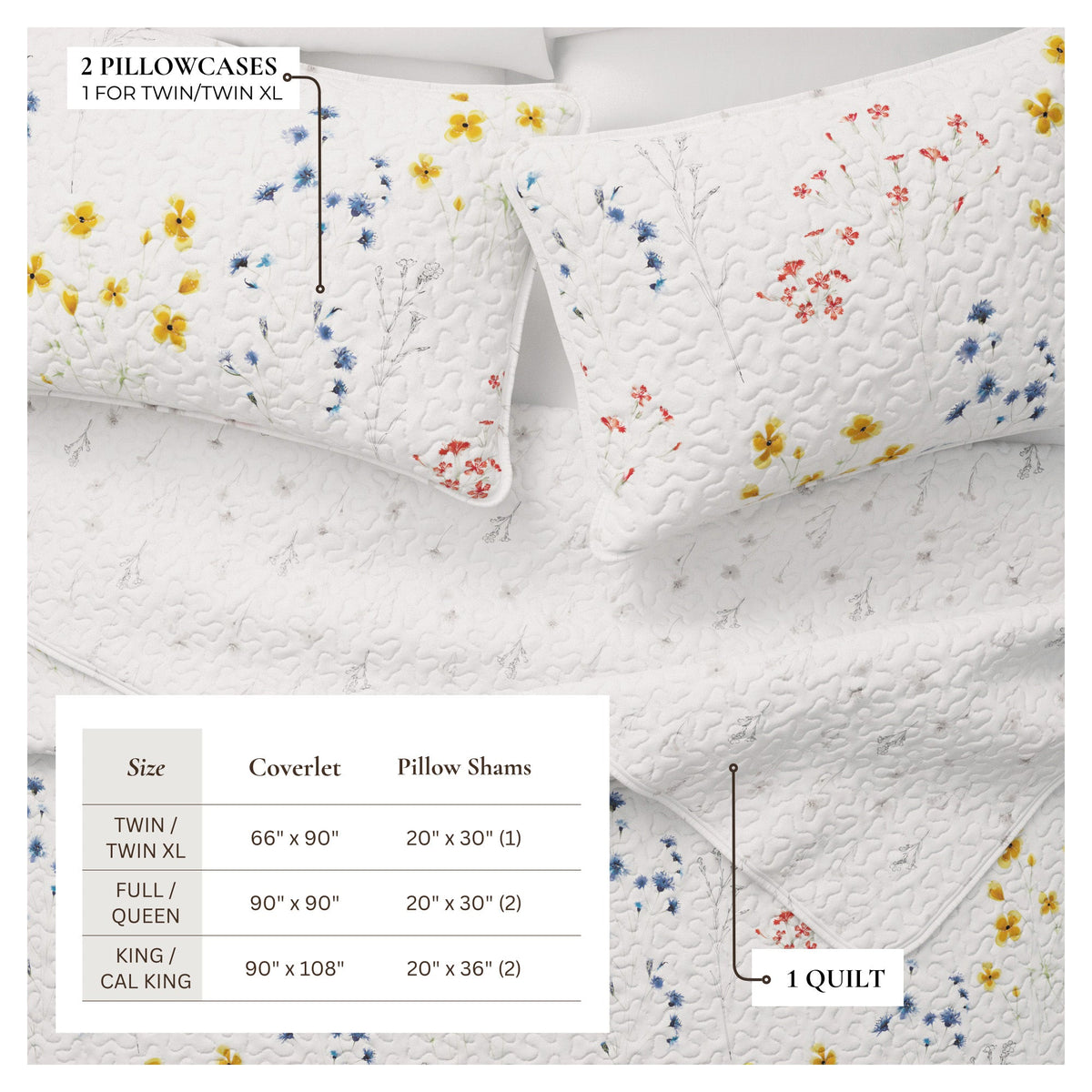 Wildflower Floral Quilt Set - Marianne Collection