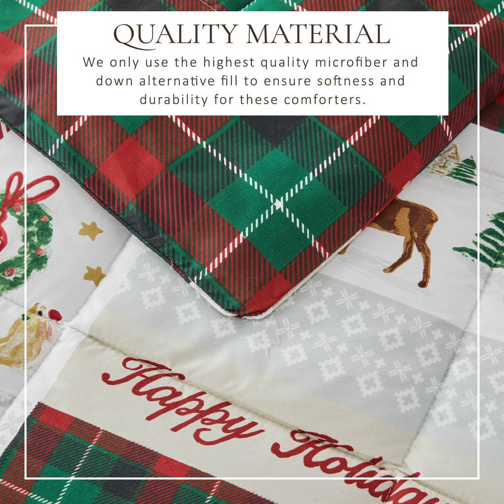 Reversible Christmas Comforter and Sham Set - Holiday / Lodge Odette Collection